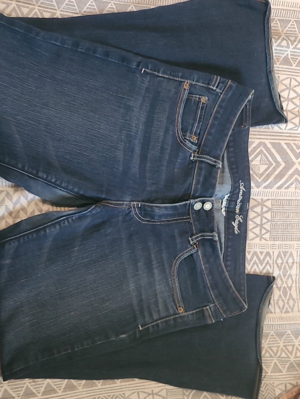 American Eagle Outfitters Dark Blue Super Stretch Flared Wide-Leg Jeans